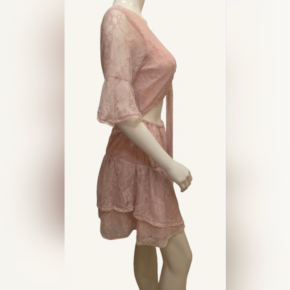 Free People Lala Lace Mini Dress Color Pink Size Medium NWT - Picture 6 of 10